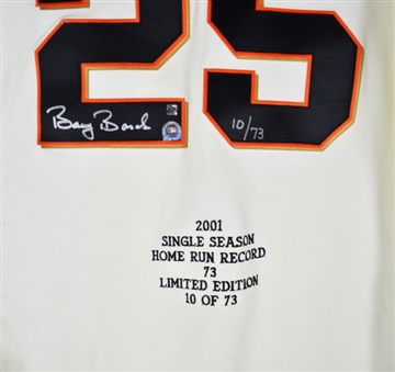 Barry Bonds Signed and MLB Authenticated Jersey to Commemorate HR #73
